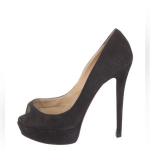 Christian Louboutin Lady Peep Pumps. Size 6.5/IT 36.5 Black Suede.Fair Condition